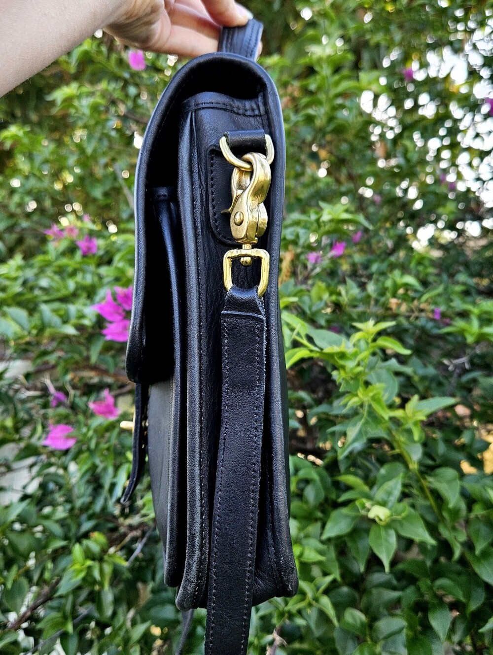 Vintage Coach Station Bag 5130 Black Leather Crossbody USA Pre 1994 - Picture 3 of 13